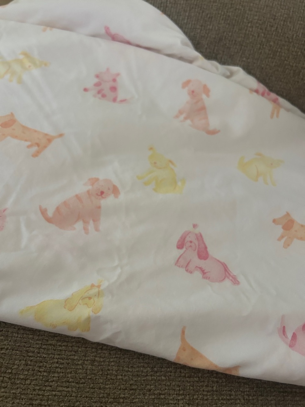 🖤 POTTERY BARN KIDS dog print PINK WHITE DUVET COVER